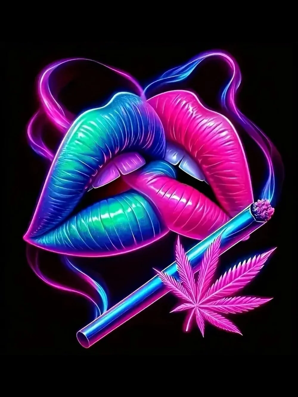 Blue & Pink Lip Art Wall Decal - Modern Pop Accent